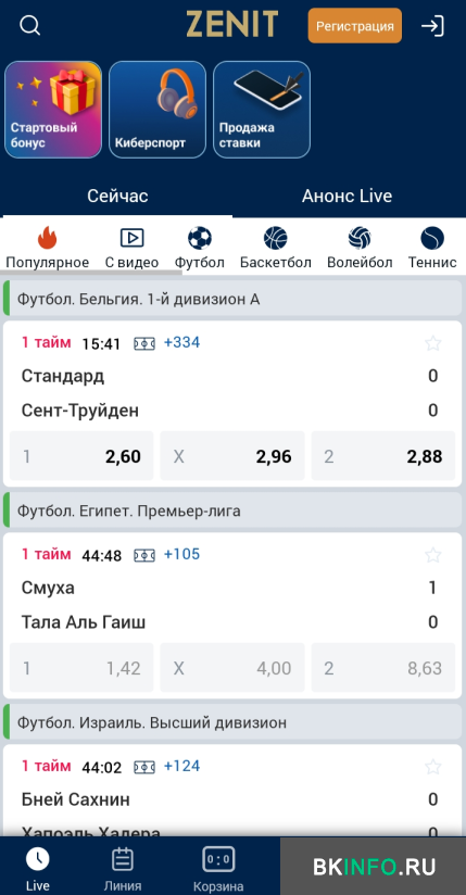 Мобильная версия официального сайта букмекерской конторы «Зенит»